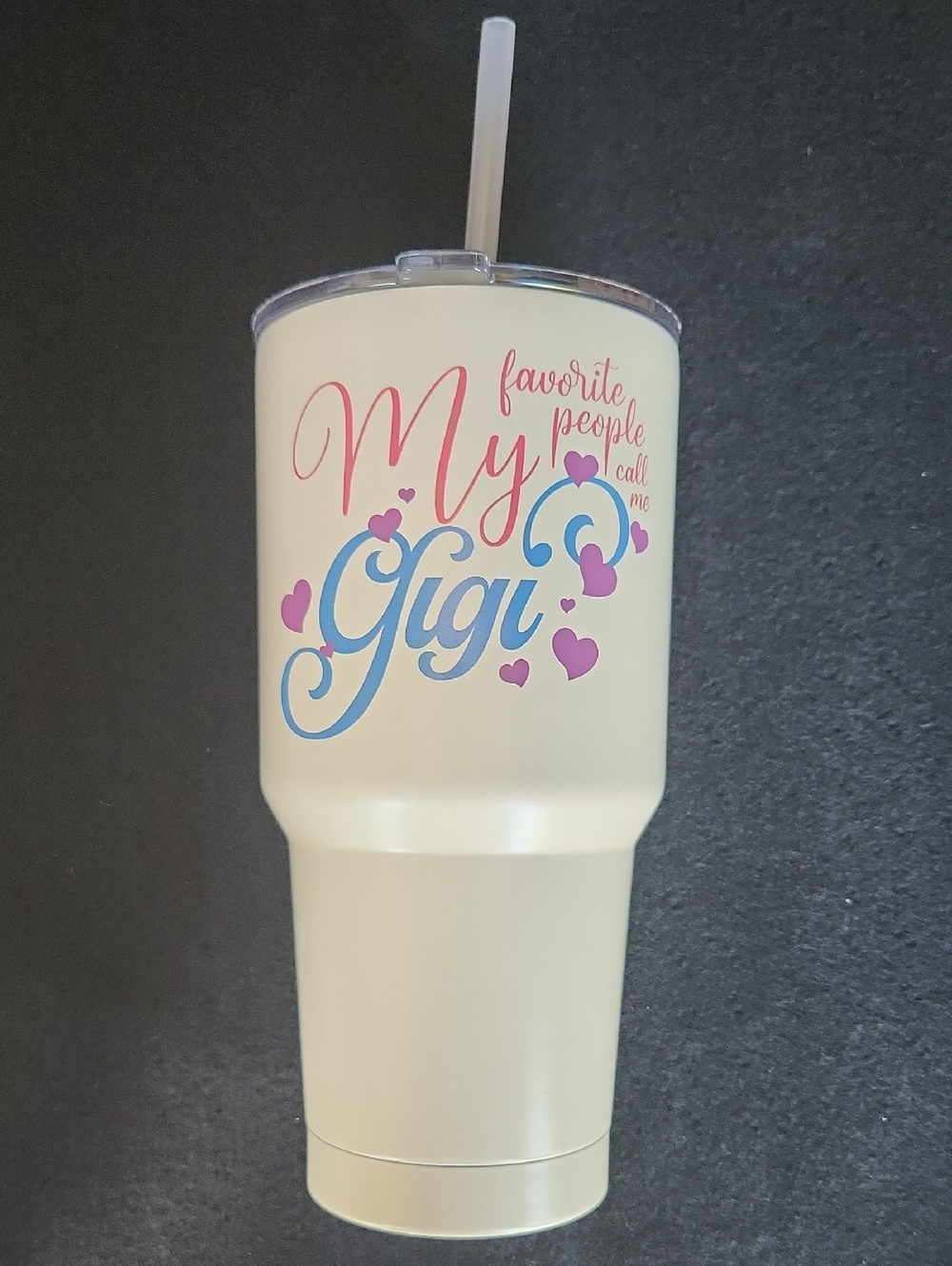 Cream Stainless Steel Tumbler - "My Favorite People Call Me Gigi" NWT